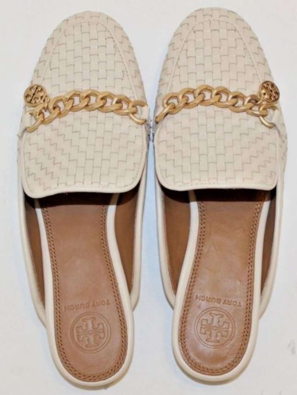 Brand new Tory Burch sz 5 Mini Benton Woven Leather Loafer Slides